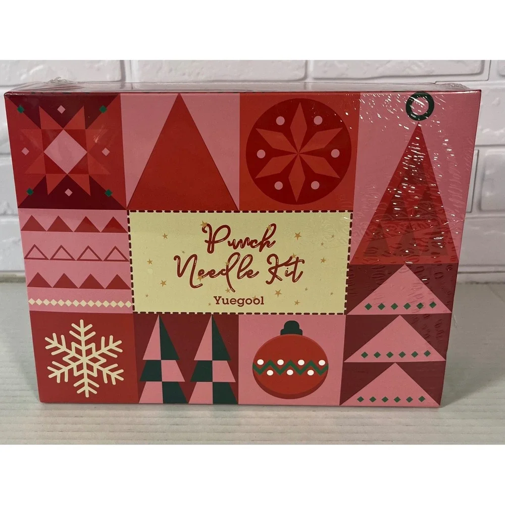 Yuegool Punch Needle Kit Unisex‎ OS Red Christmas Holiday Embroidery DIY Set